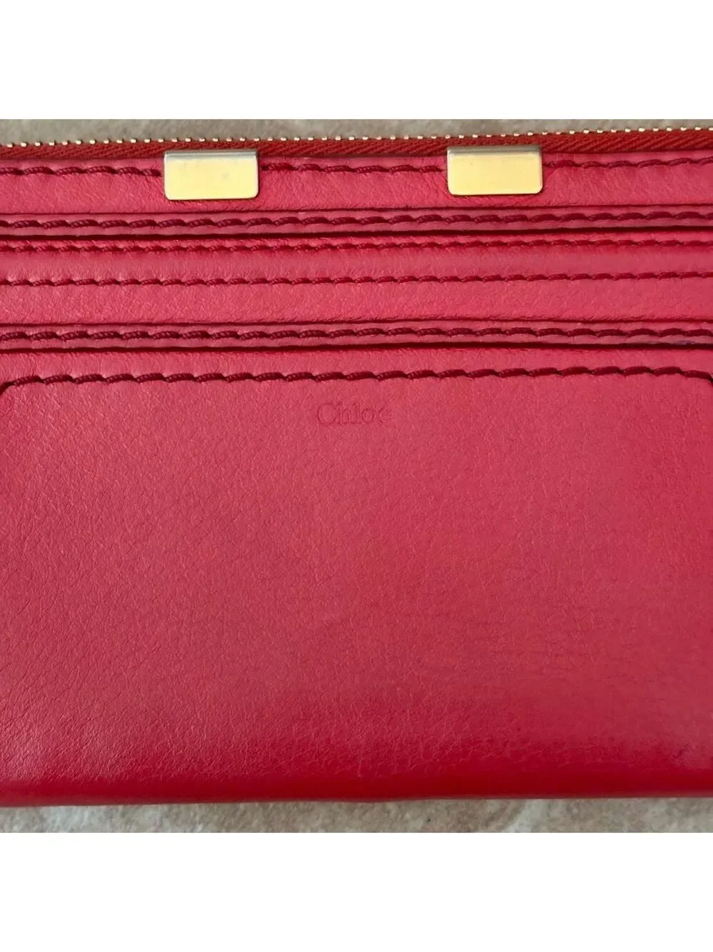 Chloé Marcie Red Leather Long Zip Around Wallet/Great Condition